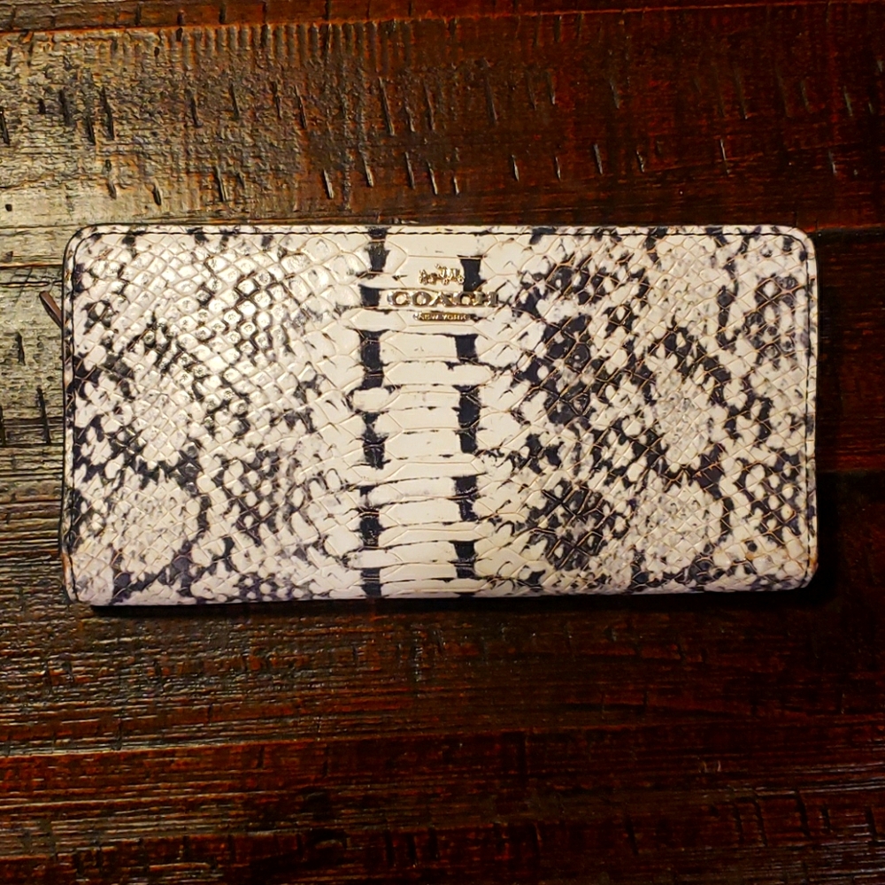 COACH black and white snakeskin wallet
